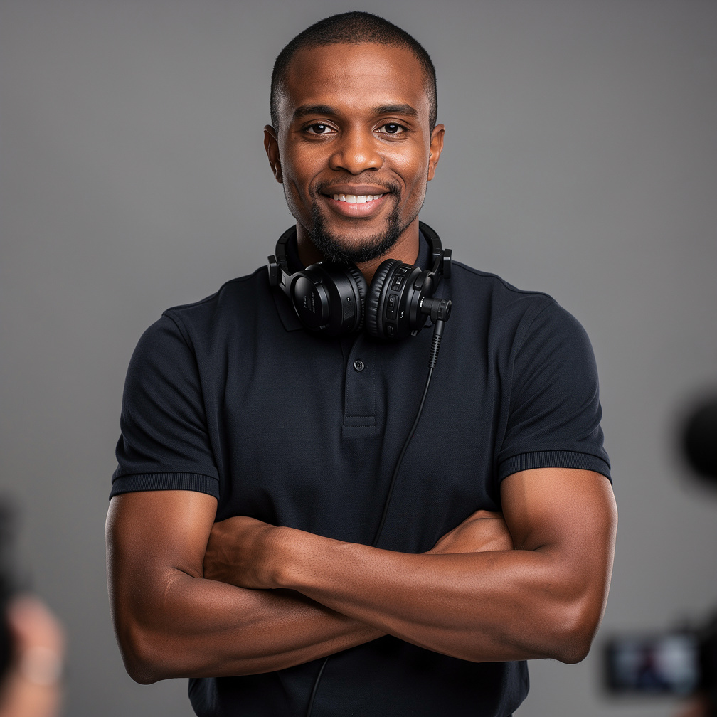 Studio portrait of a Black male camera operator