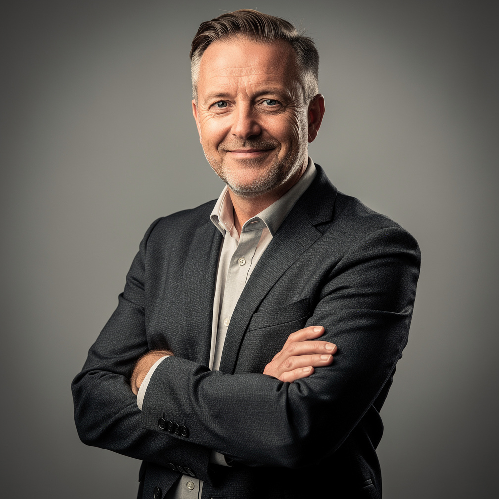 Studio portrait of the founder of a live production studio